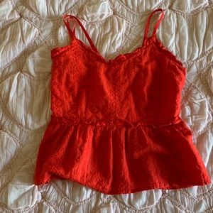 RED EYELET TOP